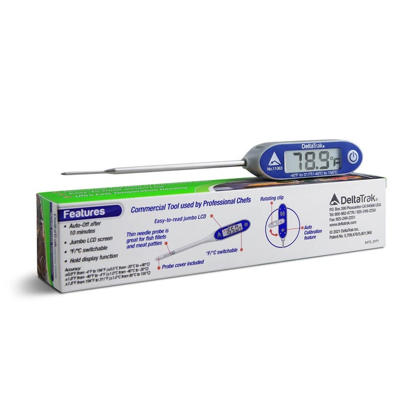 DeltaTrakessentials 11063 FlashCheck Jumbo Display Auto-Cal Needle Probe Thermometer - Image 5
